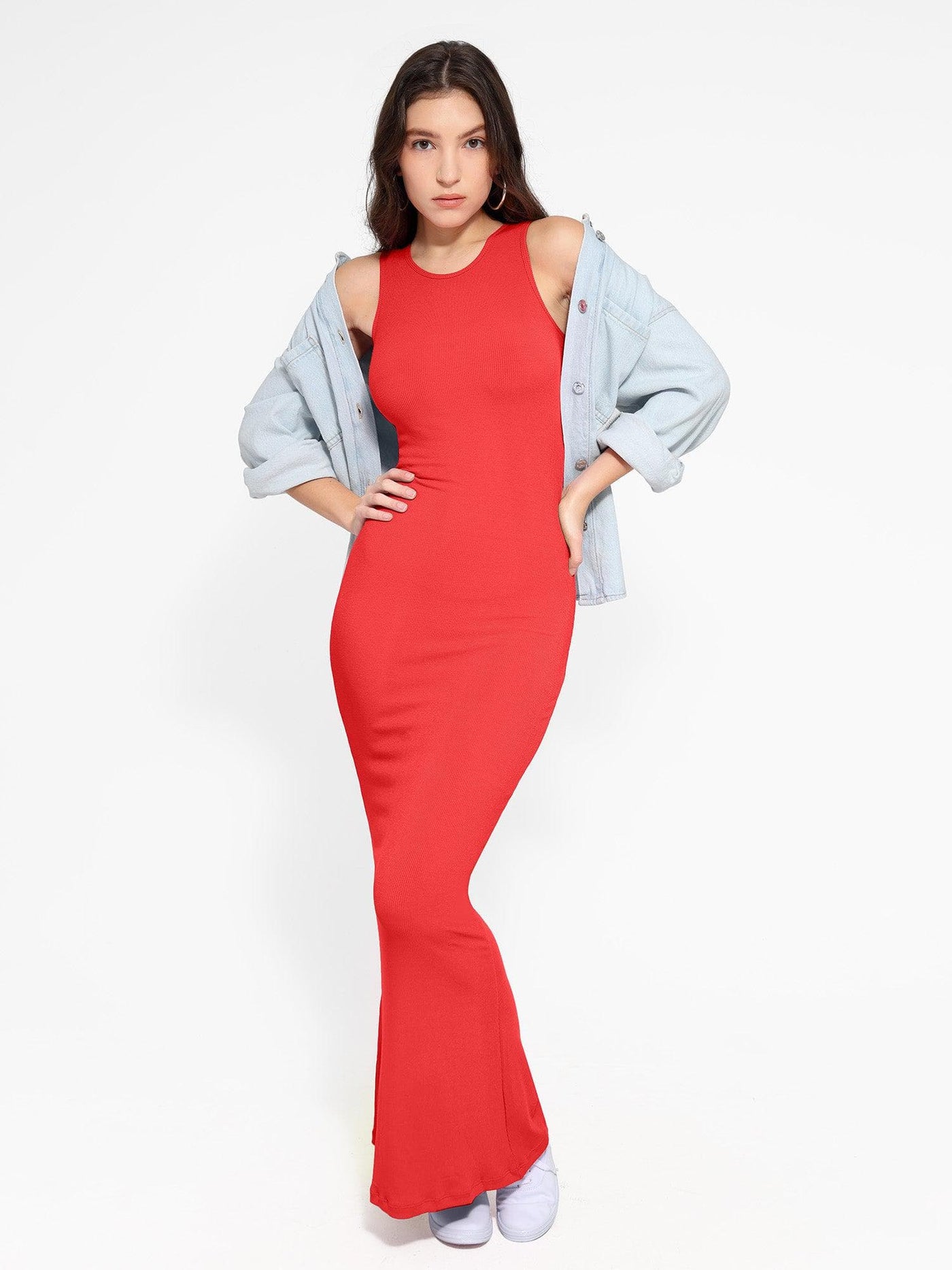 Shapewear Modal Sleeveless Crew Neck Slimming Maxi Dress