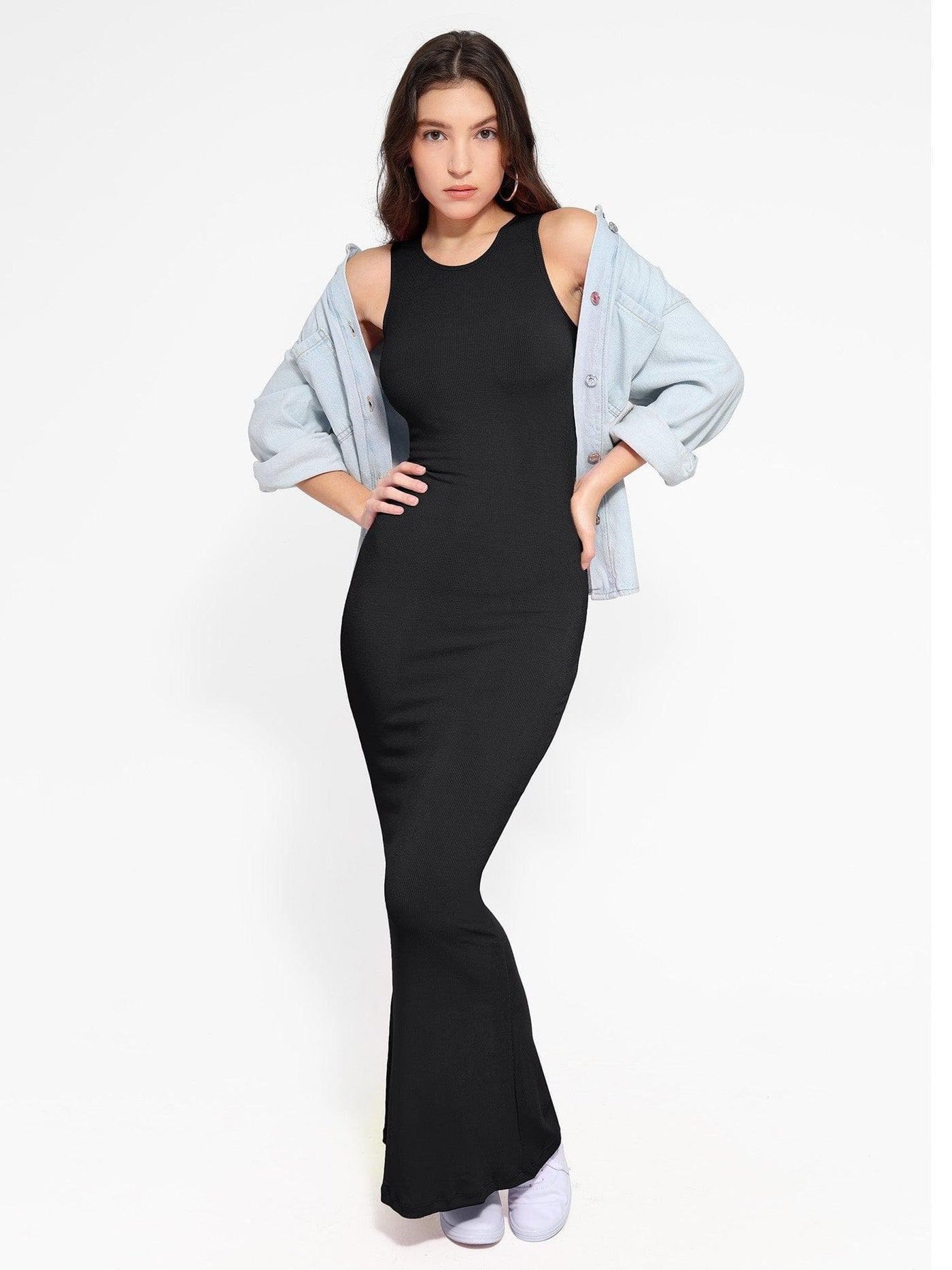 Shapewear Modal Sleeveless Crew Neck Slimming Maxi Dress