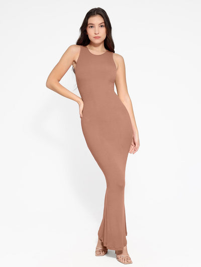 Shapewear Modal Sleeveless Crew Neck Slimming Maxi Dress