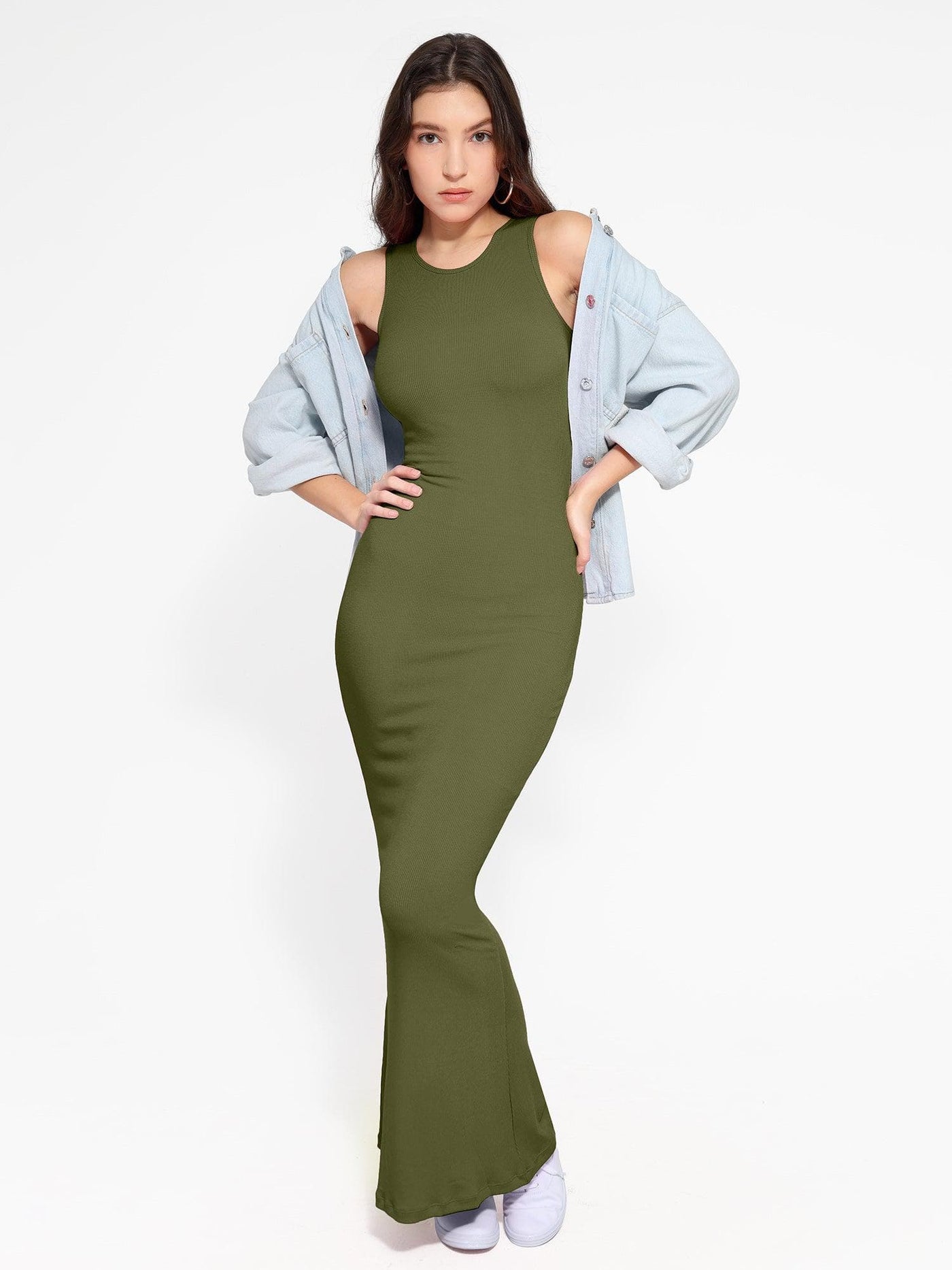 Shapewear Modal Sleeveless Crew Neck Slimming Maxi Dress