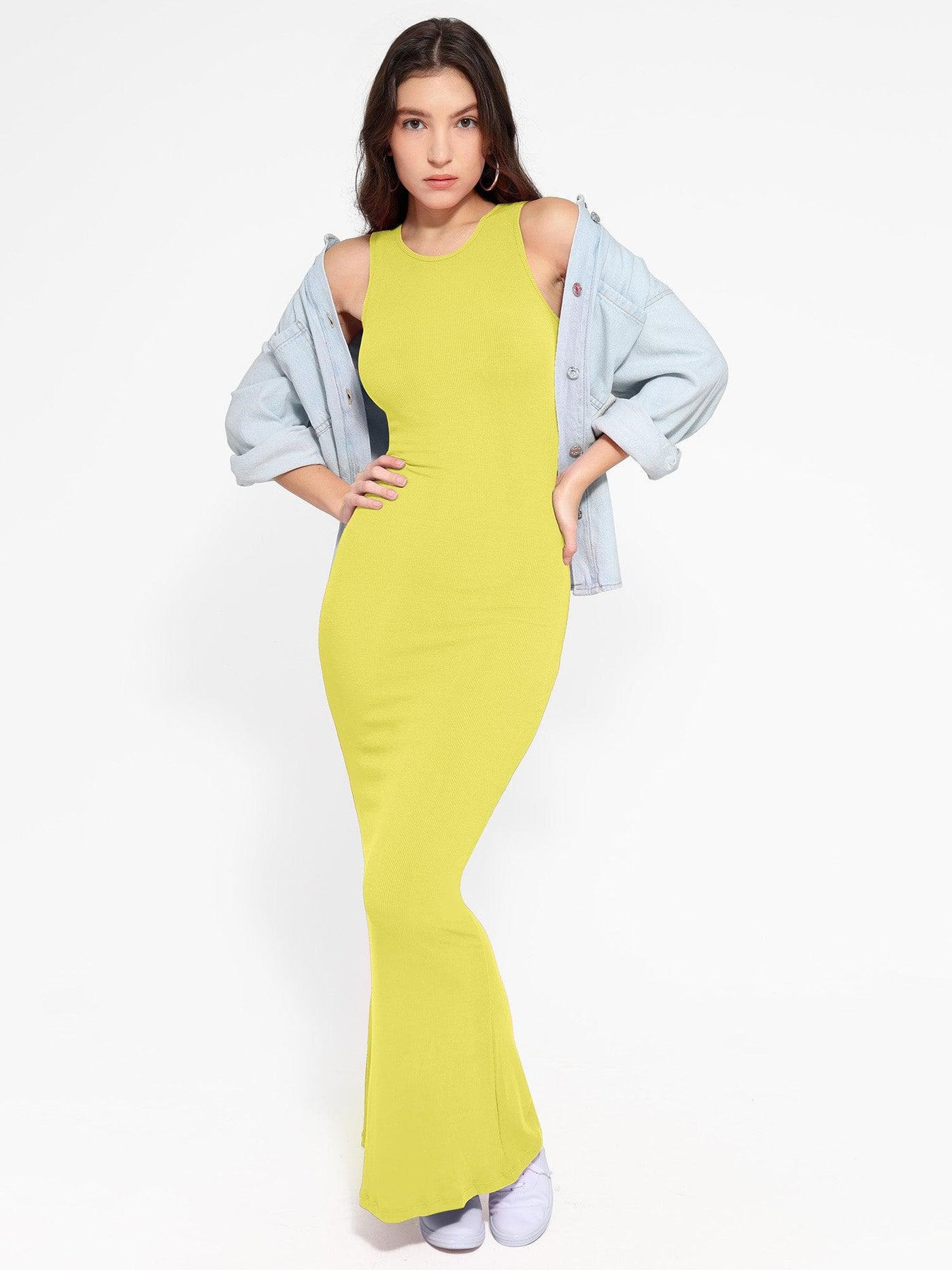 Shapewear Modal Sleeveless Crew Neck Slimming Maxi Dress