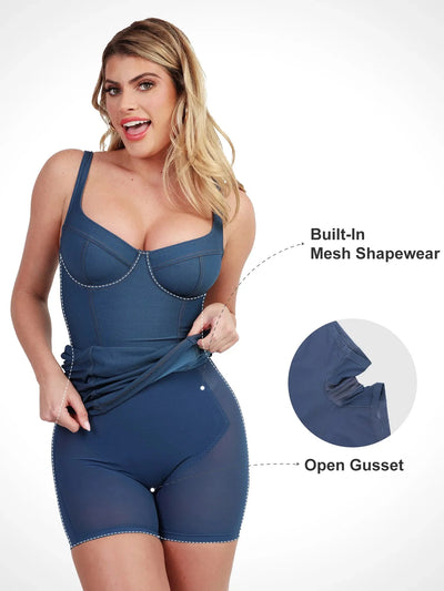 Shapewear Denim Hourglass Bustier Mini Dress