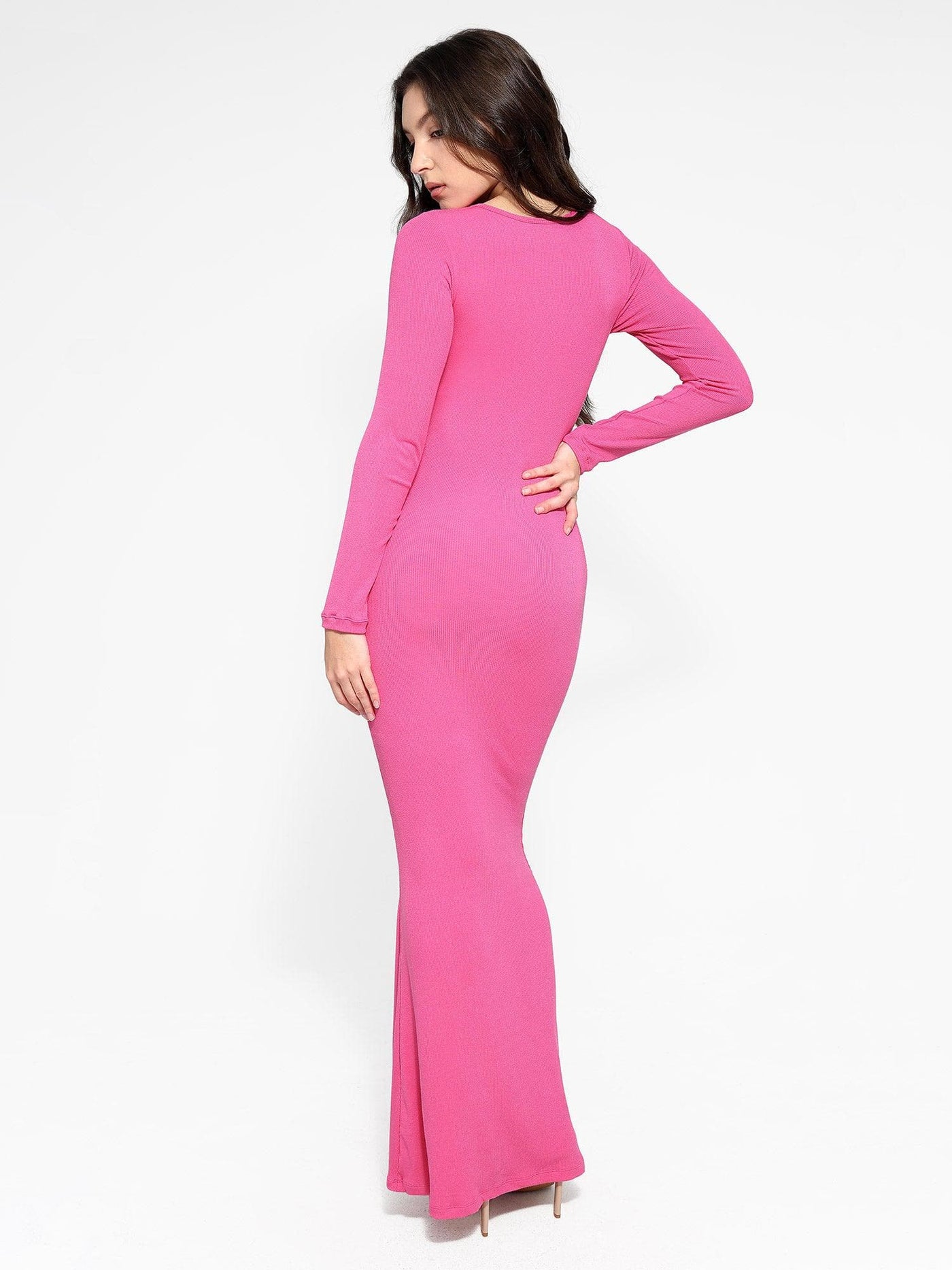 Shapewear Square Neck Long Sleeve Slimming Modal Maxi Dress