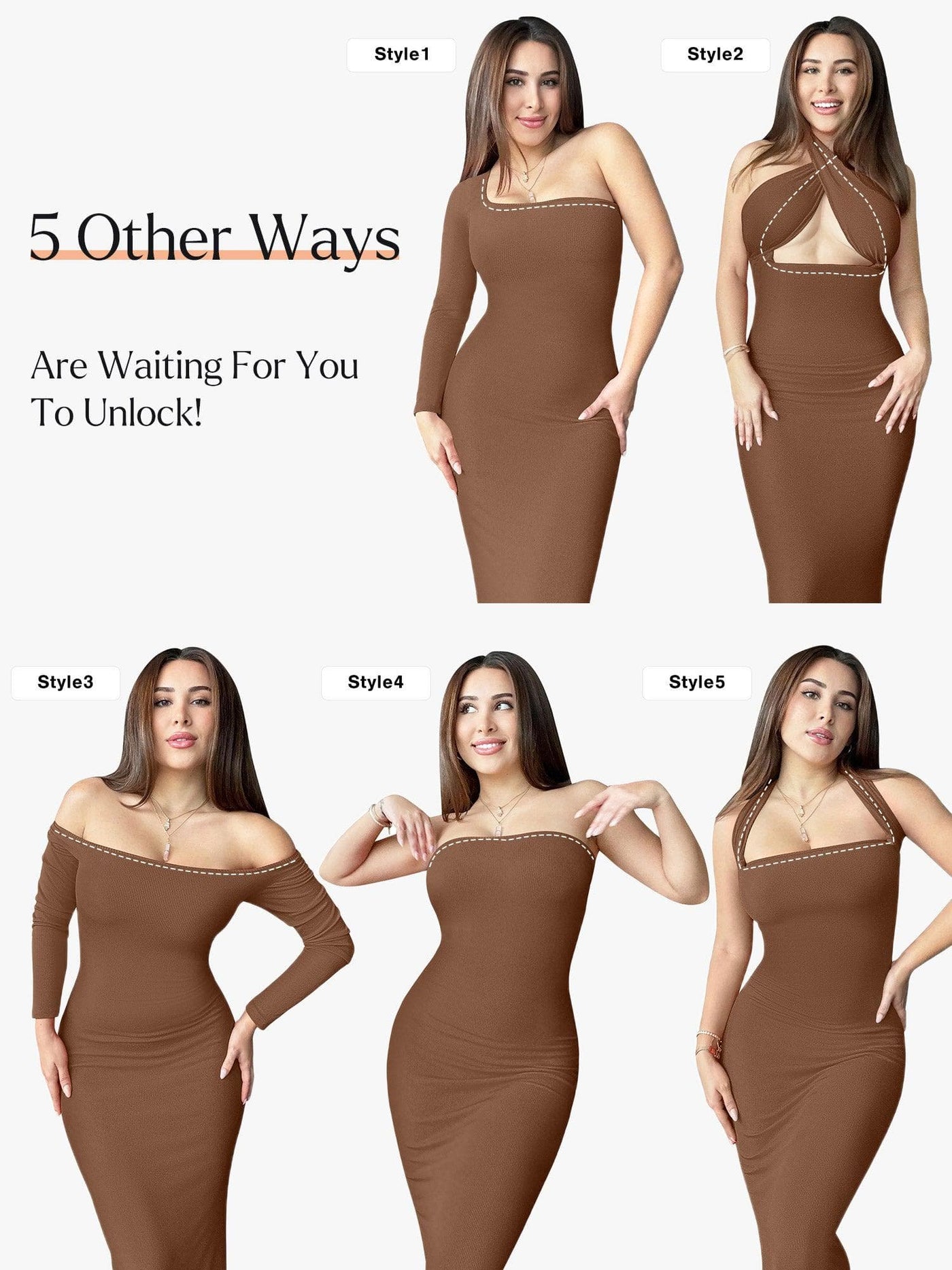 Shapewear Square Neck Long Sleeve Slimming Modal Maxi Dress