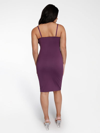 Shapewear Mesh Corset Panel Built-In Sculpting Midi Dress