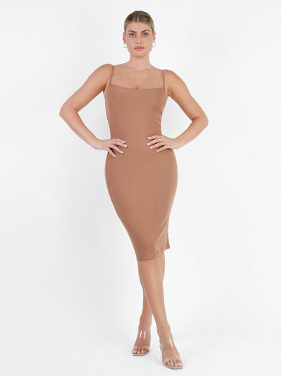 Shapewear Solid Modal Slimming Midi Slip Dress