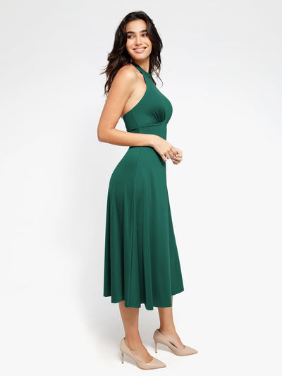 Shapewear Built-In Tummy Control A-Line Midi Dresses