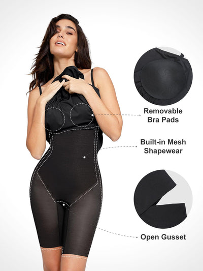 Shapewear Built-In Tummy Control A-Line Midi Dresses