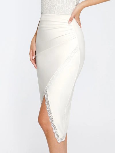 Shapewear Slimming Lace Trim Midi Wrap Skirt