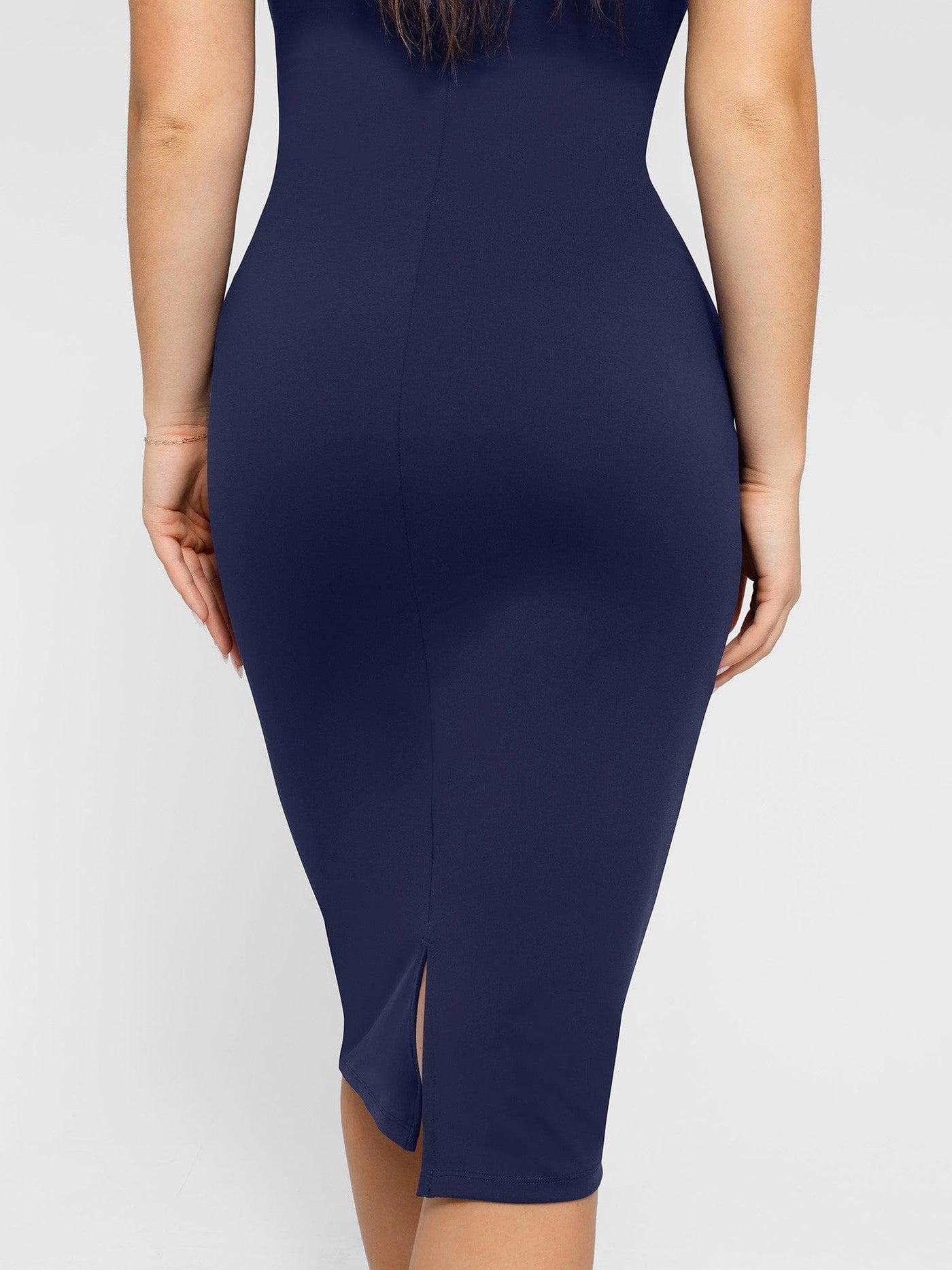 Shapewear Sleeveless Boatneck Sculpting Midi Work Dress