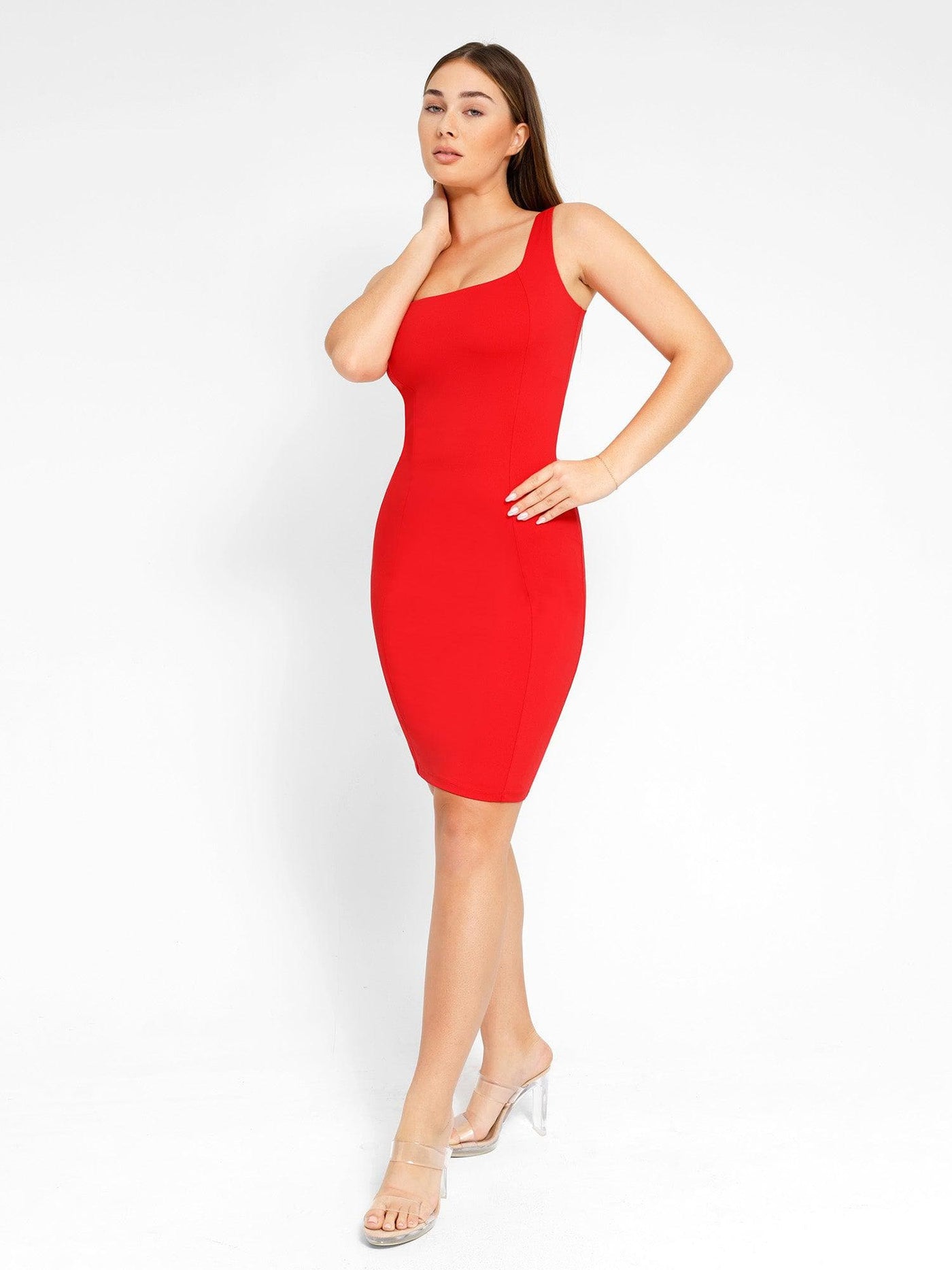 Shapewear Sleevless Square Neck Sculpting Midi Work Dress